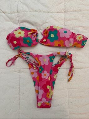 Romwe/SHEIN Pink Flower Bikini